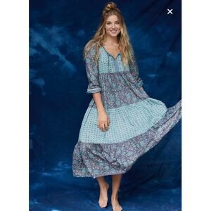 American Eagle Mixed Print Long-Sleeve Midi Dress Small NWT